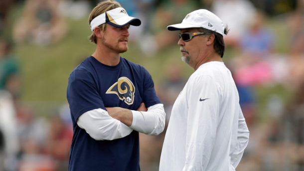 Have Jeff Fisher and Les Snead not learned anything from th RGIII trade? Photo via Jeff Roberson/AP Photo.