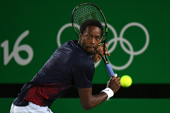 Gael Monfils hits a backhand shot in his round one match (Photo: Luis Acosta/Getty Images) 