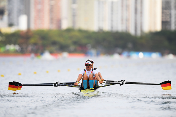 Ronja Sturm of Germany and Marie-Louise Drager of Germany compete during the Lightweight Women's Double Sculls Heat 4 (Photo: Matthias Hangst/Getty Images)