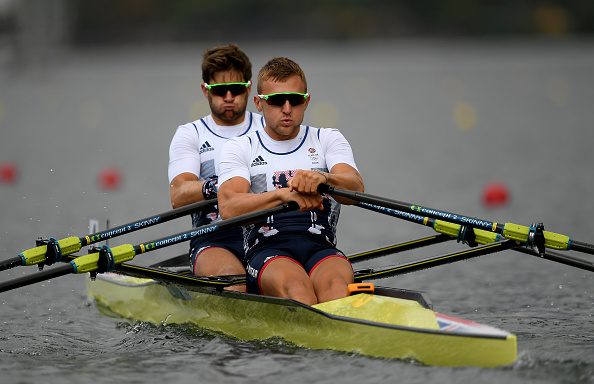 Jonathan Walton, left, and John Collins of Great Britain in action during the Men's Double Sculls repechage (Photo: Brendan Moran/Getty Images)