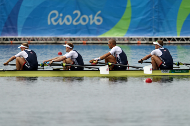 Alex Gregory, Mohamed Sbihi, George Nash and Constantine Louloudis of Great Britain compete in the Men's Four Final (Photo: Patrick Smith/Getty Images)