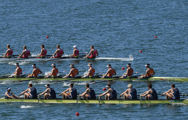 Rowers compete in the Men's Coxed Eight final (Photo: Buda Mendes/Getty Images)