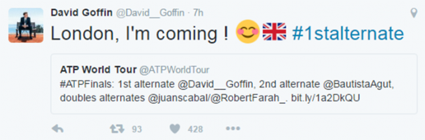 David Goffin takes to Twitter 