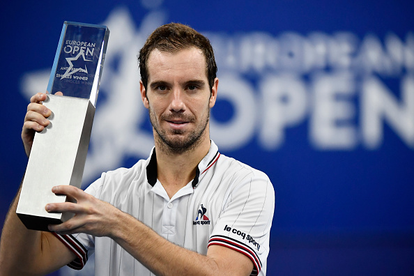 Richard Gasquet with the inagural European Open title following a straight sets victory over Diego Schwartzman (Photo: Dirk Waem/Getty Images)