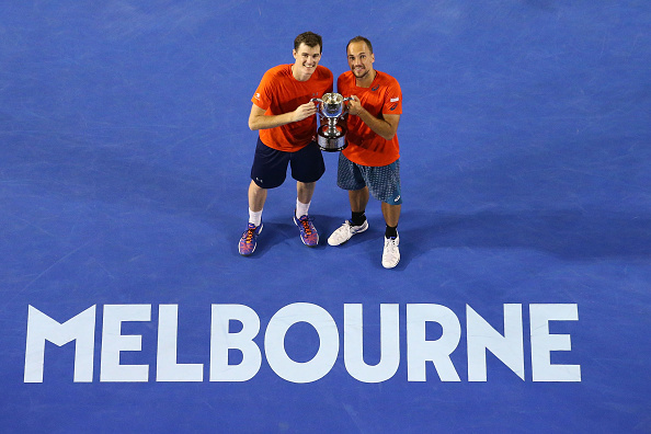 Jamie Murray and Bruno Soares winning the Australian Open, the first of their two Grand Slam titles (Photo: Scott Barbour/Getty Images)