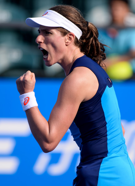 Konta fist pumps after winning a point | Photo: AFP/STR/Getty Images