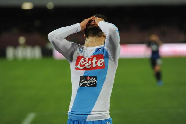 Insigne se lamenta de una ocasión en el último partido liguero ante el Atalanta | Foto: SSC Napoli