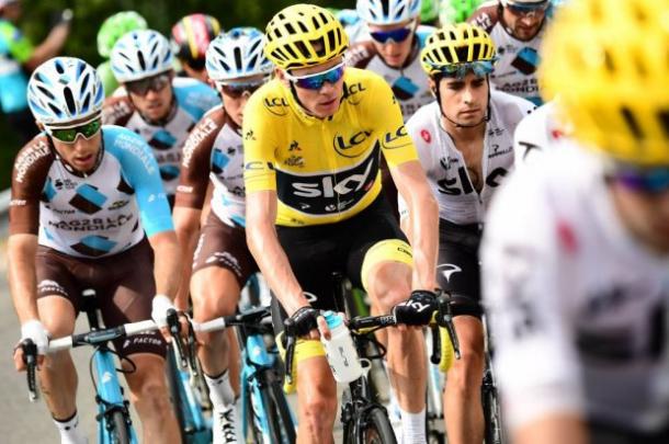 Chris Froome in maglia gialla. Fonte: ASO/Alex BROADWAY