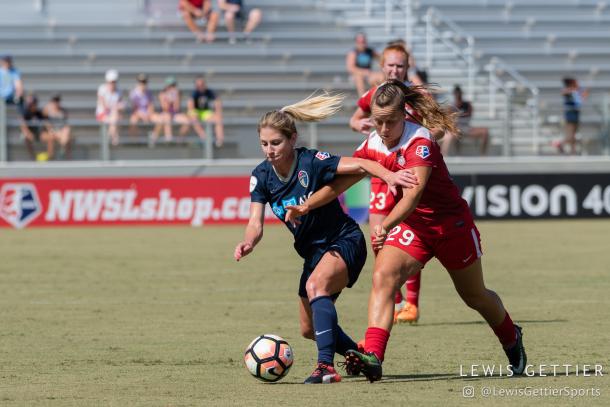 McCall Zerboni during her 100th regular season NWSL game (Photo source: Lewis Gettier