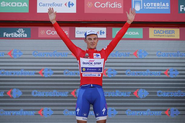 Yves Lampaert, con el jersey rojo de líder. | Foto: La Vuelta