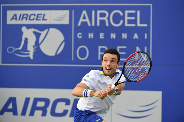 Bautista Agut in action against Medvedev (Photo: @chennaiopen)