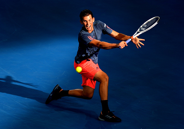 Dominic Thiem hits a backhand (Photo: Bradley Kanaris/Getty Images)