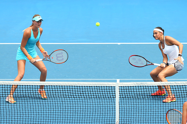 Caroline Garcia and Kristina Mladenovic compete in their third round match (Photo: Jack Thomas/Getty Images)