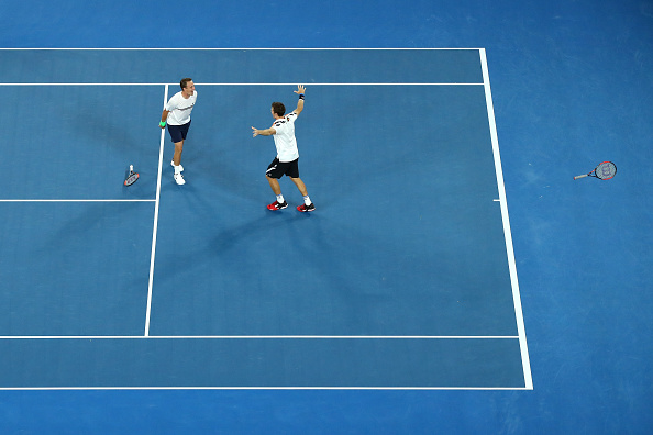 Henri Kontinen and John Peers celebrating winning the Australian Open title (Photo: Cameron Spencer/Getty Images)