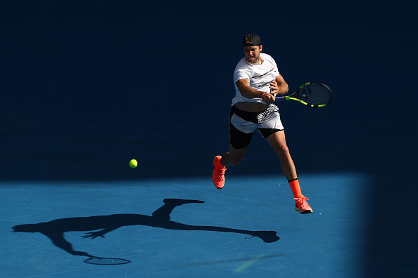 Jack Sock fires a forehand shot (Photo: Ryan Pierse/Getty Images)