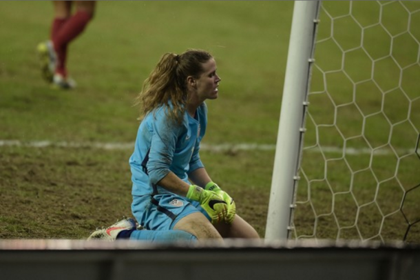 Alyssa Naeher looks on as France gets another goal (Photo: Zimbio/Brendan Smialowski)