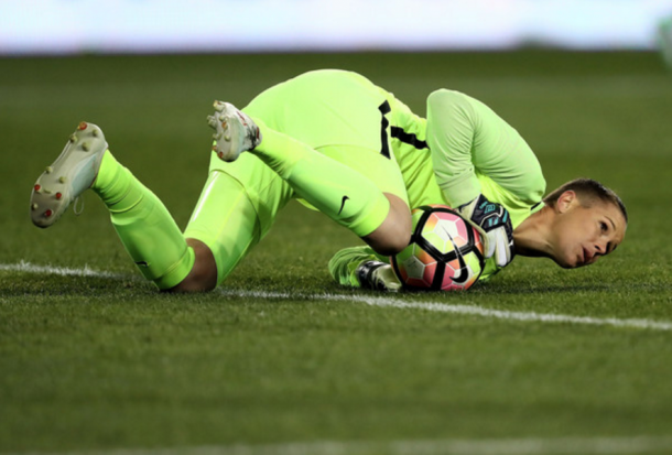 Ashlyn Harris stopping England from scoring (Photo: Elsa/Getty Images)