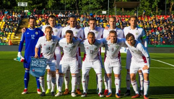 Selección de Letonia en el partido ante Lituania | Foto: Federación de Letonia