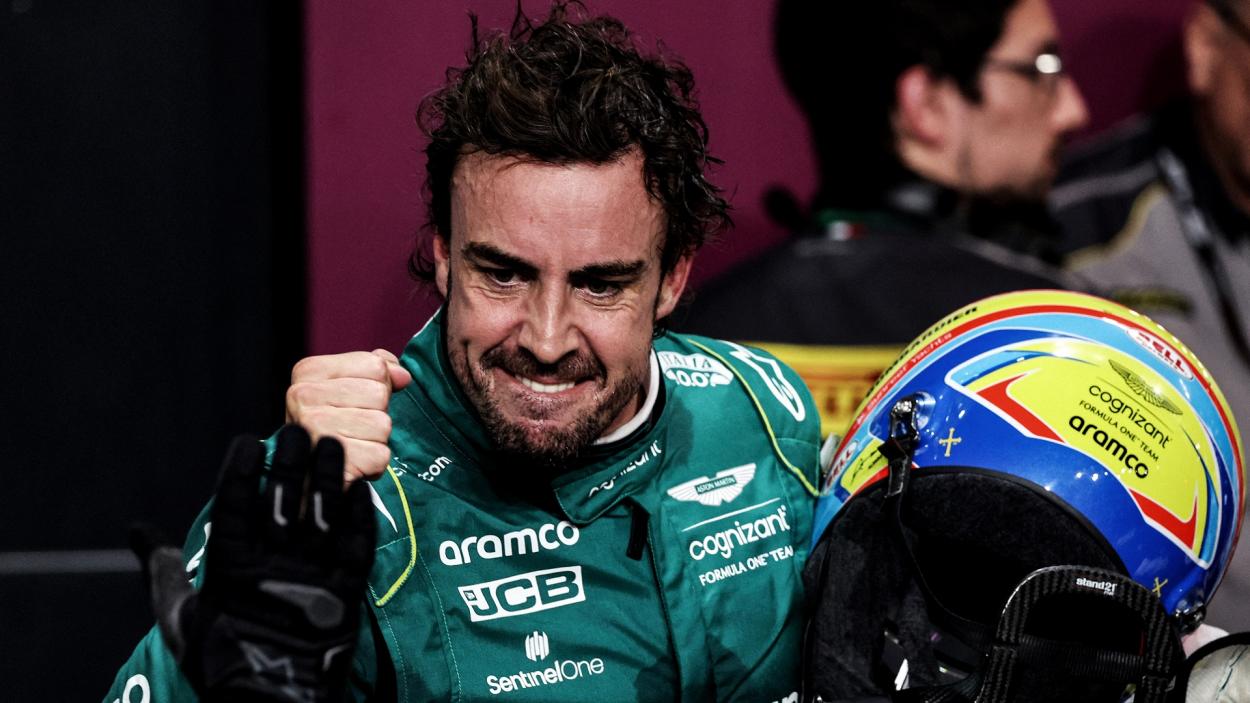 Alonso celebra un podio en la pasada temporada / DAZN