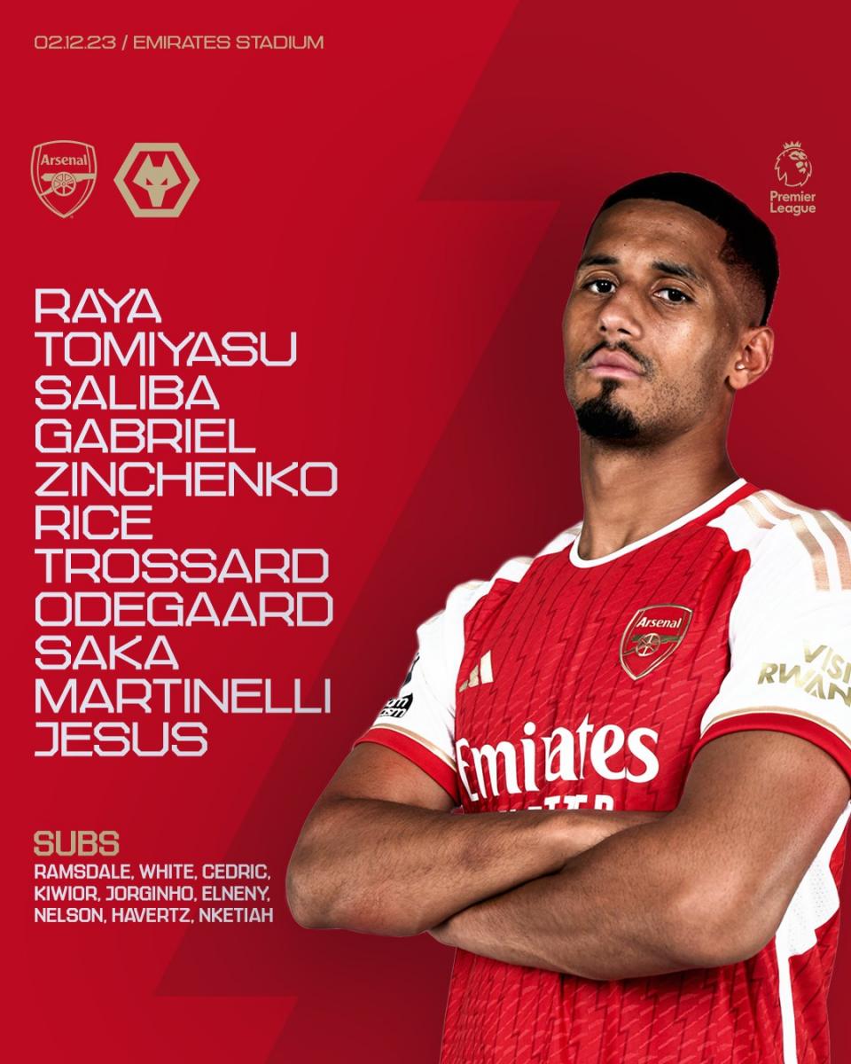 TRANSMISSÃO AO VIVO DO JOGO DO Arsenal x Wolverhampton HOJE (02/12