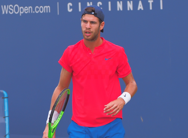 Khachanov cut a frustrating figure at times during the battle (Photo: Noel Alberto/VAVEL USA)