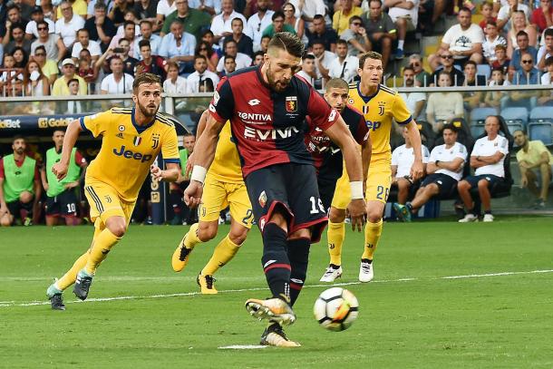 Galabinov segna il rigore dell'1-0 contro la Juventus. Fonte: https://www.facebook.com/genoaCFCofficial