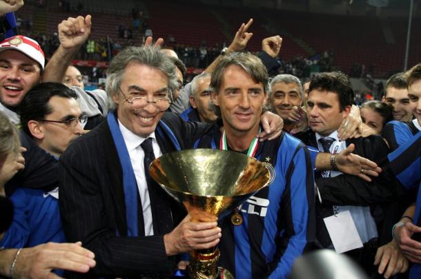 Mancini celebrates the one of his first spell scudetto wins with Moratti | photo: repubblica.it