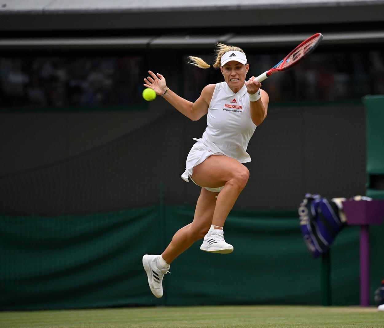 Kerber in action at the 2021 Wimbledon Championships where she posted a semifinal result. Photo: Paul Zimmer 