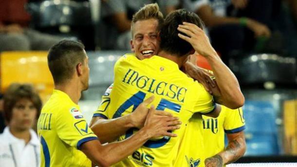 Birsa, Inglese e Pucciarelli festeggiano il gol decisivo segnato contro l'Udinese dallo sloveno. | gazzettaobjects.it