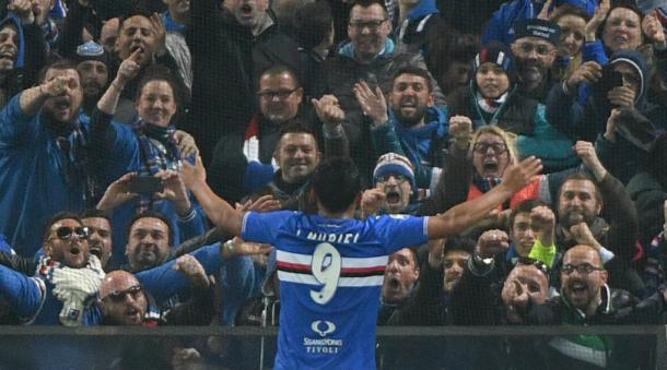 Muriel esulta sotto la curva dopo il goal al Genoa | Foto: Corriere dello Sport