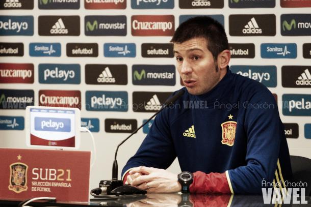 Albert Celades, entrenador de España sub-21, en rueda de prensa