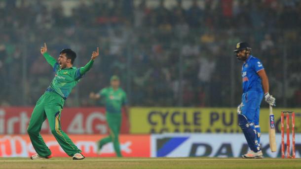 Mohammad Amir celebrates against India during Asia Cup (image via: cricinfo)