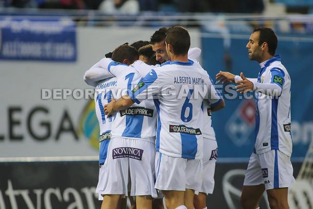 El Lega celebra un gol ante el Oviedo en la primera vuelta | Foto: CD Leganés