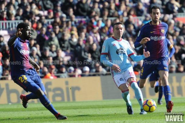 Samuel Umtiti, jugador importante, se ha marchado lesionado. | Foto: Ernesto Ardilla, VAVEL