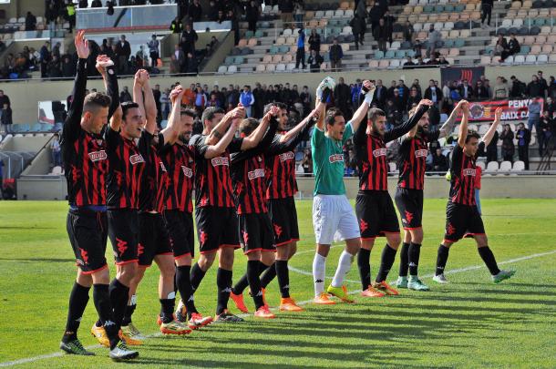 Los jugadores del Reus celebrando su victoria ante el Alcoi (3-0) | Foto: CF Reus