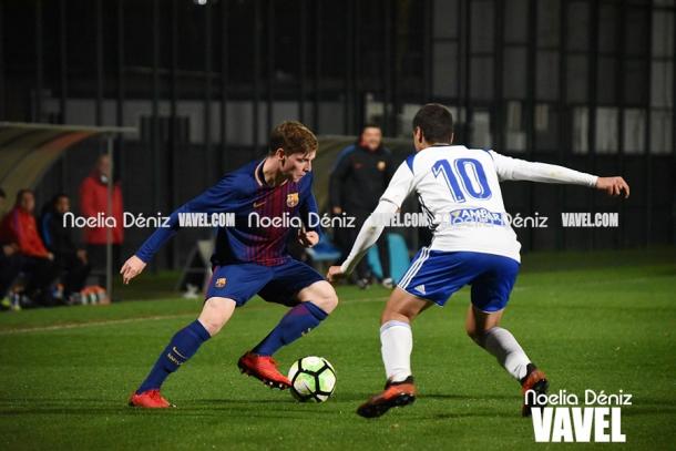 Sergio Gómez con el Juvenil A frente al Real Zaragoza | Foto: Noelia Déniz, VAVEL