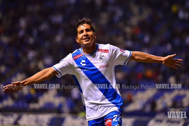 'Recodo' celebra un gol con Puebla | Foto: Rorigo Peña - VAVEL México