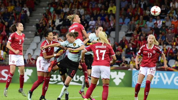 Nadia Nadim and Line Sigvarsden Jensen played their part in Denmark's win over Belgium | Source: uefa.com