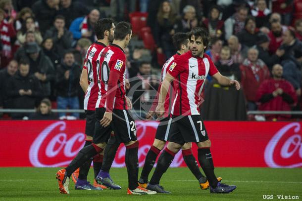 Los jugadores del Athletic Club celebra un gol ante el Deportivo | Fotografía: UGS Vision