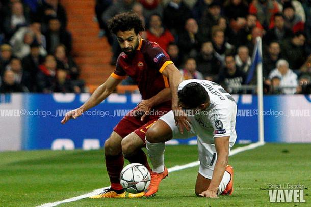 Salah durante el partido ante el Real Madrid de Champions (15/16) / Foto: @rodrigo_ji (VAVEL).