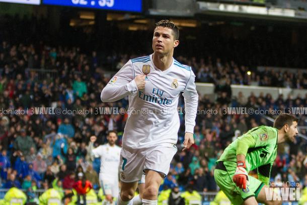 Ronaldo se señala a sí mismo tras anotar ante el Getafe I Foto: Daniel Nieto (VAVEL)