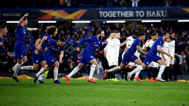 Los jugadores del Chelsea celebrando la victoria en los penaltis. FOTO: UEFA.com
