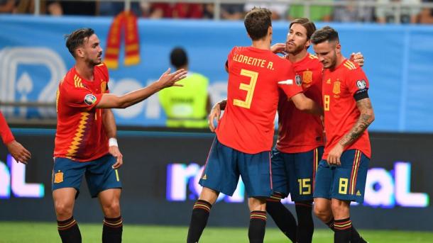 Los jugadores de la selección española ganaron a Rumanía con un 1-2 en el marcador en la quinta jornada de la clasificación | Foto: UEFA.com