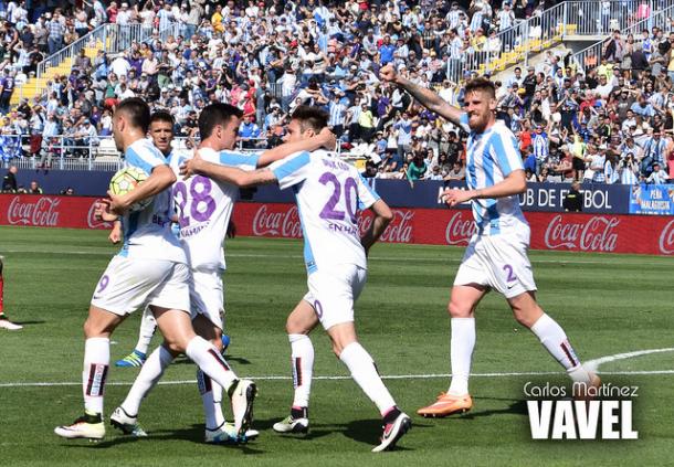 Celebración del gol de Duje Cop frente al Espanyol | Foto: Carlos Martínez (VAVEL.com)