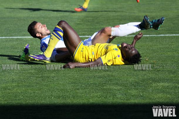 Djené terminó el partido ante el Leganés tocada | Fotografía: Jesús Troyano