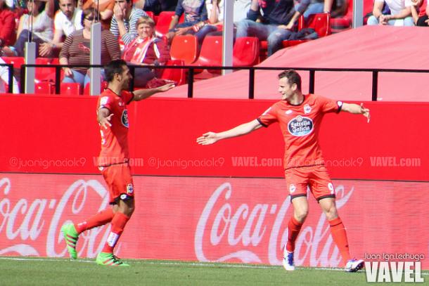 Oriol Riera fue el goleador del partido por parte del Depor. Foto: Juan Ign. Lechuga