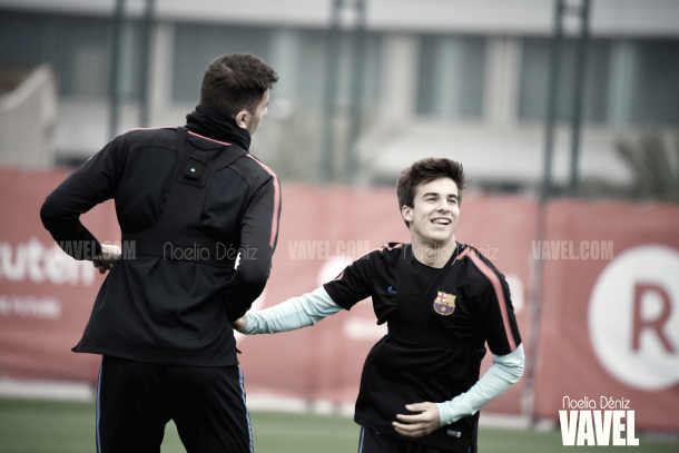 Riqui Puig en el entrenamiento del filial | Foto de Noelia Déniz, VAVEL