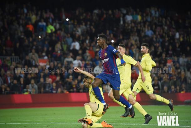 Dembélé instantes antes de anotar su segundo gol ante el Villarreal. Foto: Noelia Déniz, VAVEL.com
