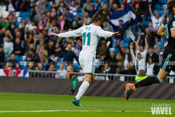 Bale celebra un gol en Liga la temporada pasada | Foto: Daniel Nieto (VAVEL)