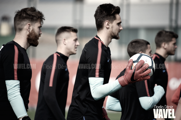 Los guardametas del filial azulgrana en el entrenamiento | Foto de Noelia Déniz, VAVEL